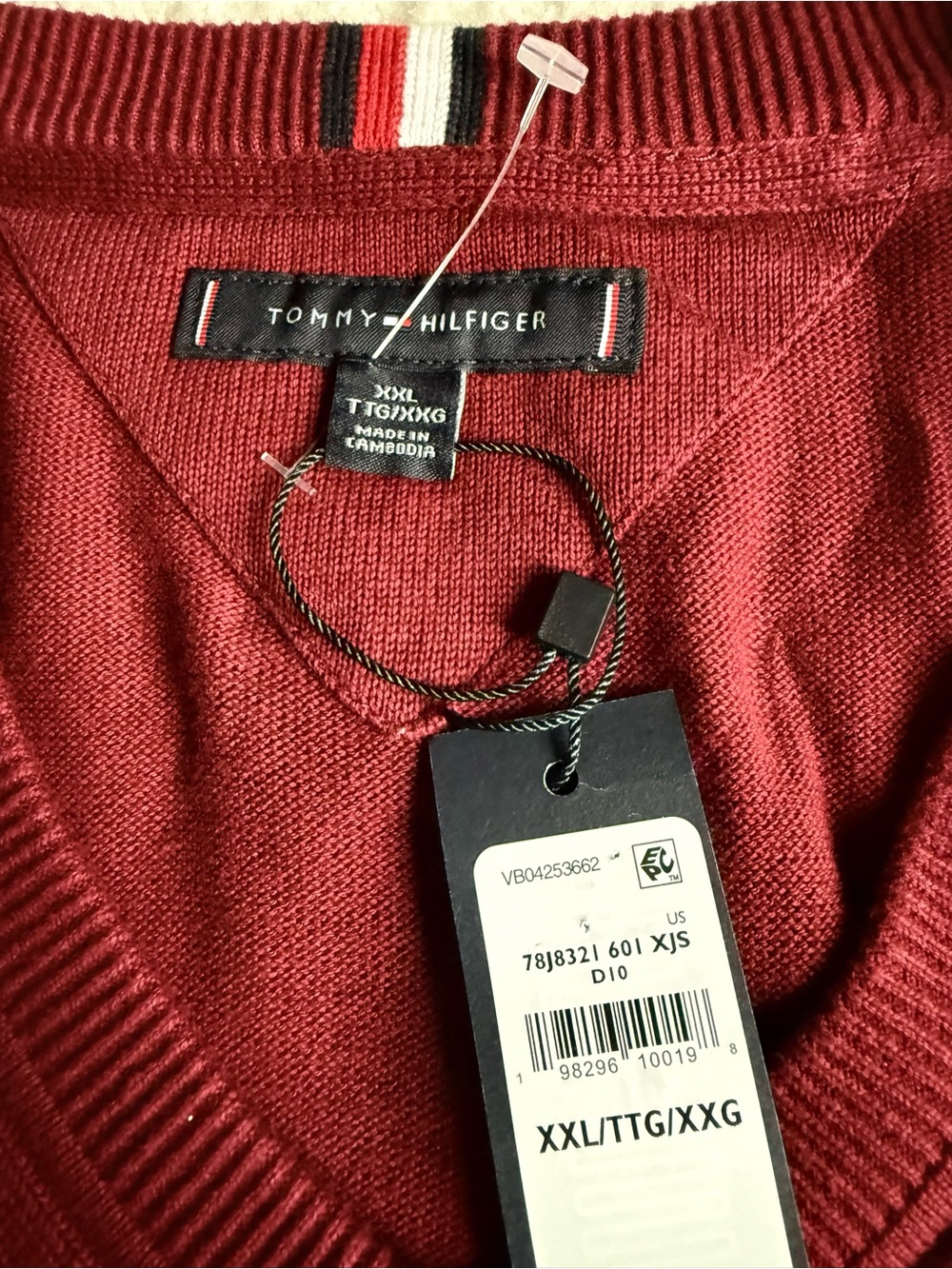 NWT Tommy Hilfiger Burgundy V-Neck Sweater